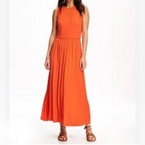 Old Navy Womens Jersey Knit Waisted Darling Clementine Maxi Dress Size XL Beachy